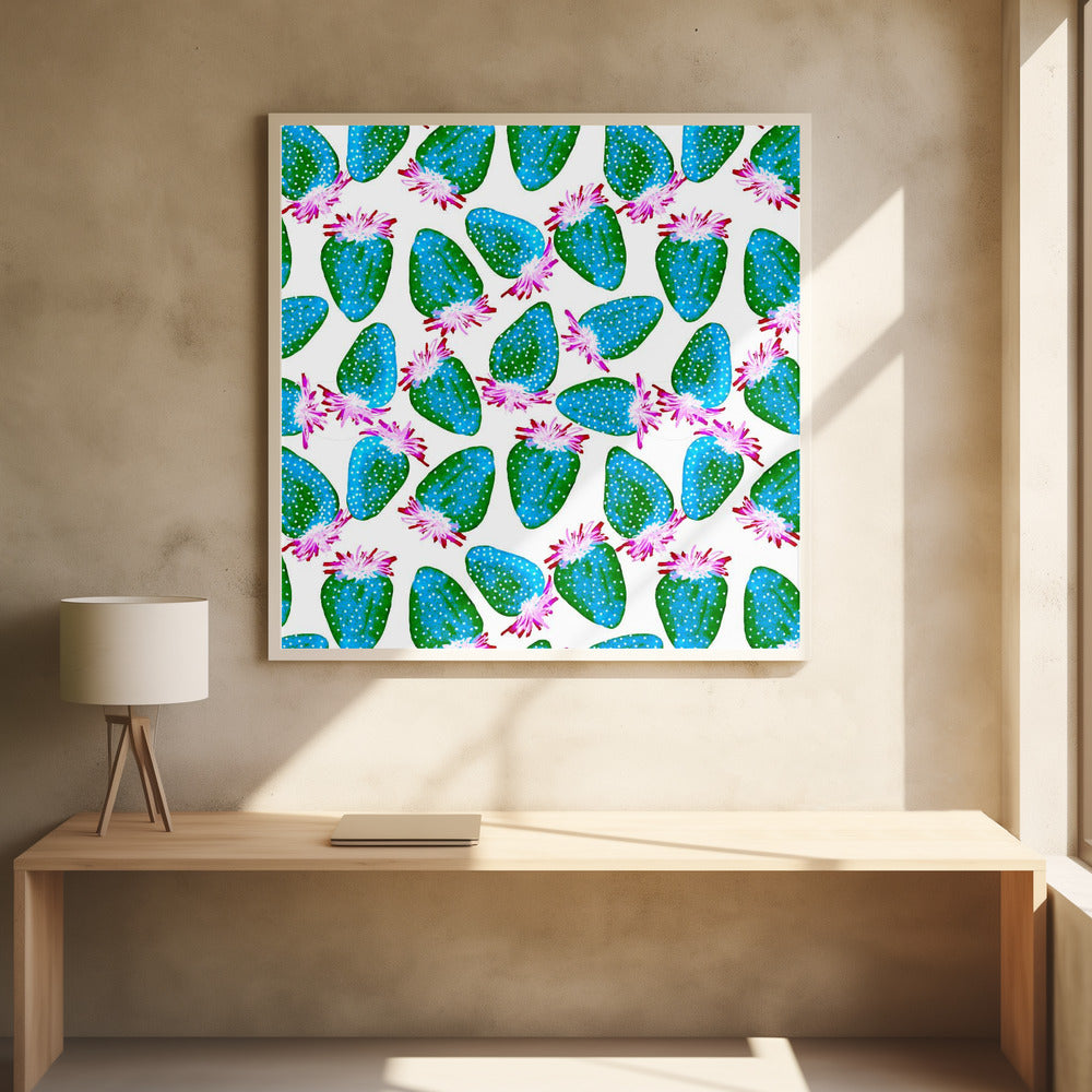 Teal Green Strawberries Fruit | Poster