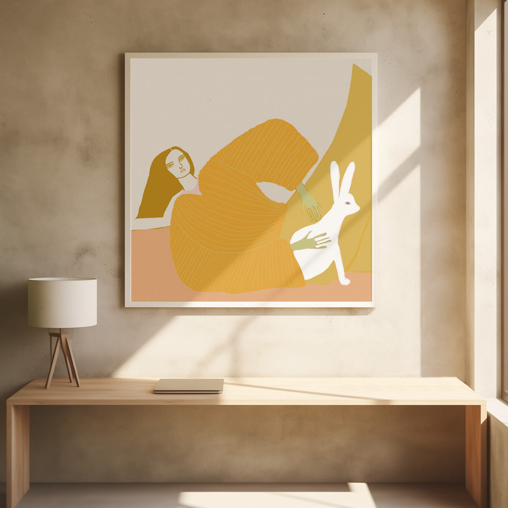 GOLD Dame mit Kaninchen | Poster