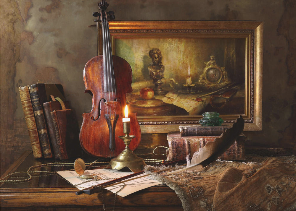 Still life with violin and painting | Wallpaper