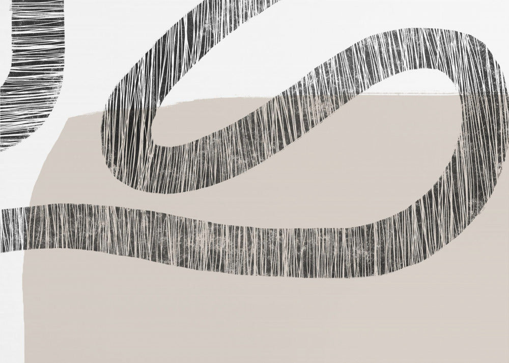 Textured Lines Over A Beige And White Background | Poster