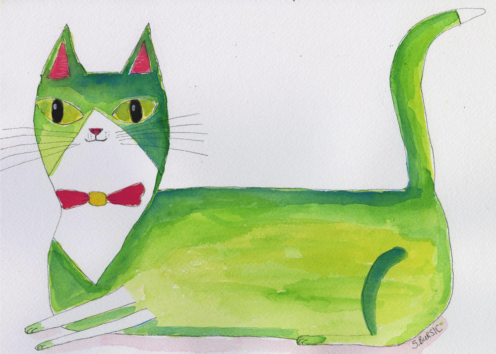 Die grüne Katze | Leinwand