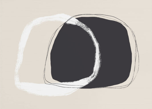 Überlappende unregelmäßige Formen in Schwarz und Weiß | Poster