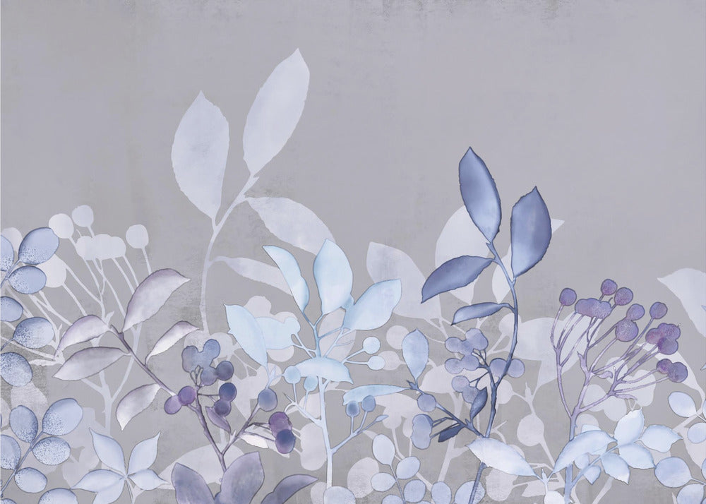 Aquarell Pastell Garten Blau | Leinwand