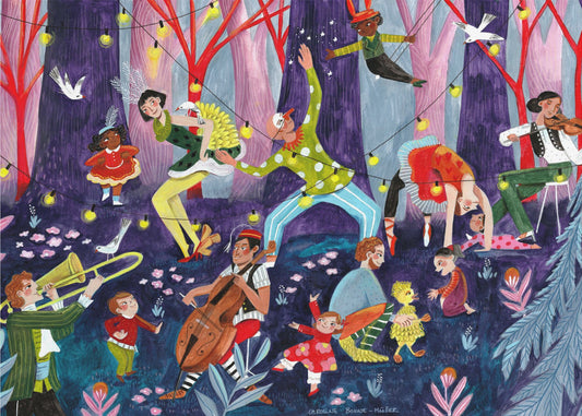 Zirkusartisten und Kinder im Wald | Poster