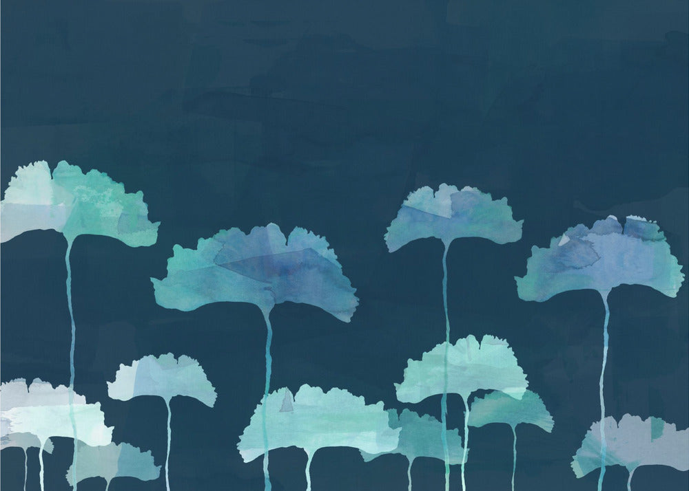 Blue Flowers Silhouette | Poster