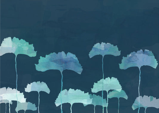 Blaue Blumen Silhouette | Leinwand