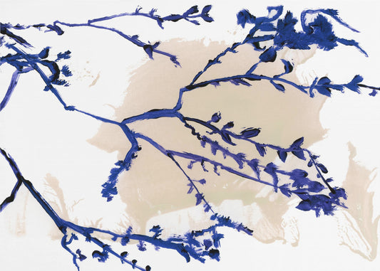 Marineblaue Blüten auf Ästen | Leinwand