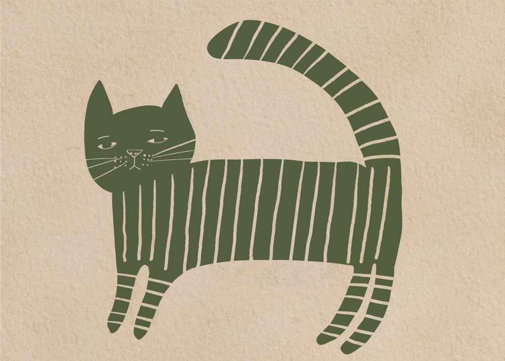 Grünes Katzen-Kinderzimmer | Leinwand