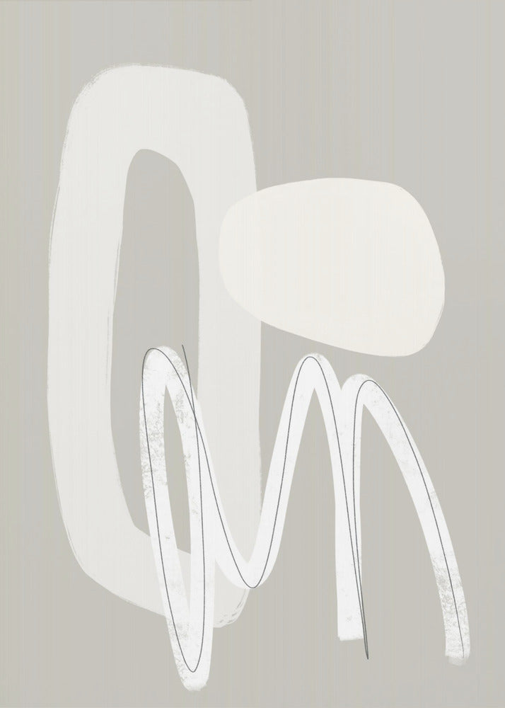 Fließende Kurven und Formen in neutralen Tönen | Poster