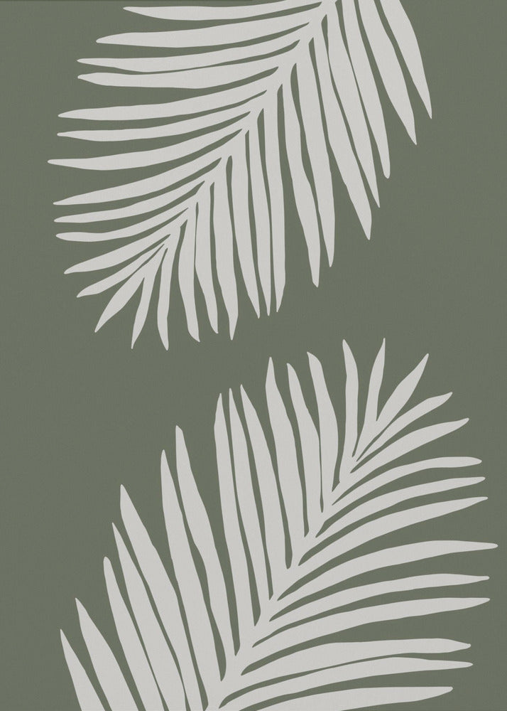 PALM LEAF 06 GREEN WHITE | Canvas