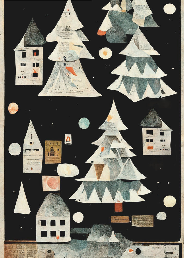 A Paper Village At Night | Canvas