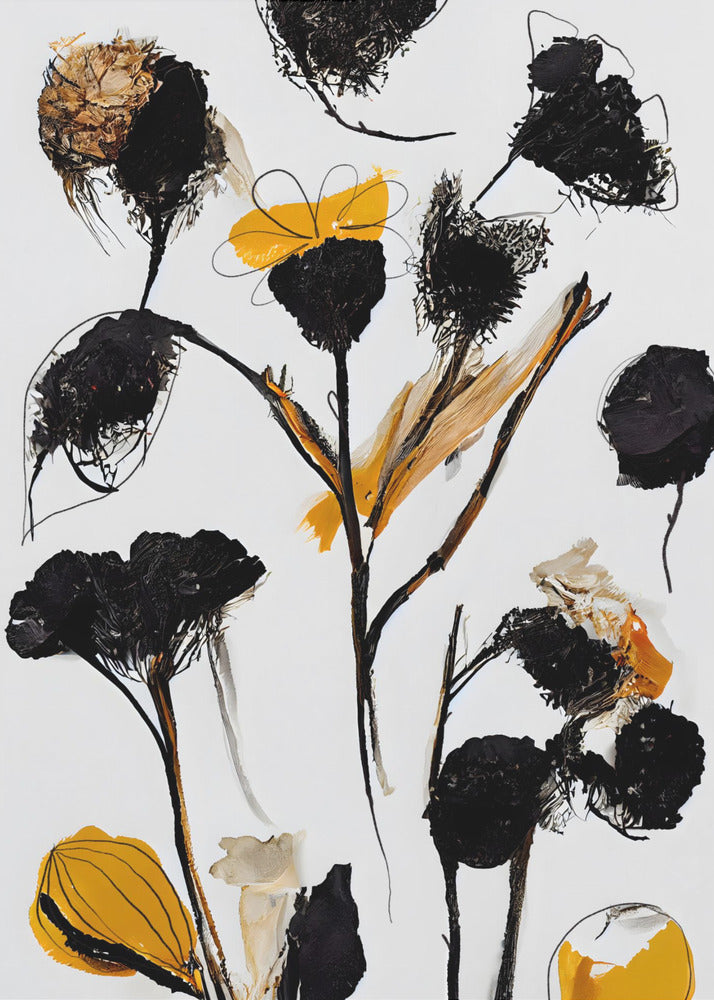 Schwarze Trockenblumen | Poster