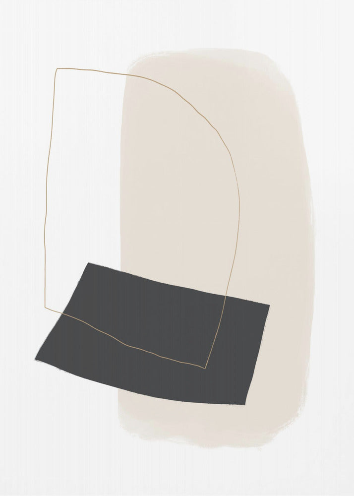 Geometrische Formen und einfache Linien in neutralen Tönen | Leinwand