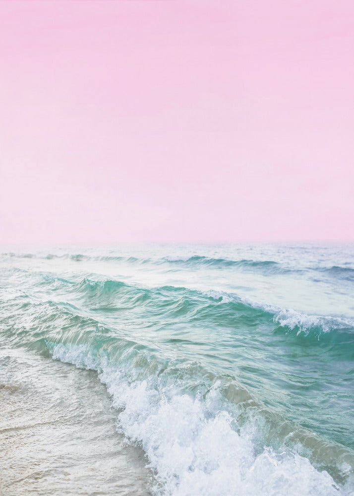 Rosa Himmel Strand | Leinwand