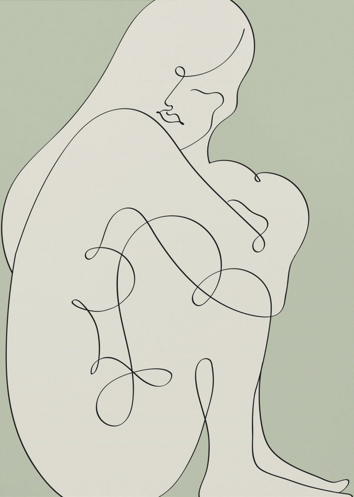 Sitzende Frau Grün | Leinwand