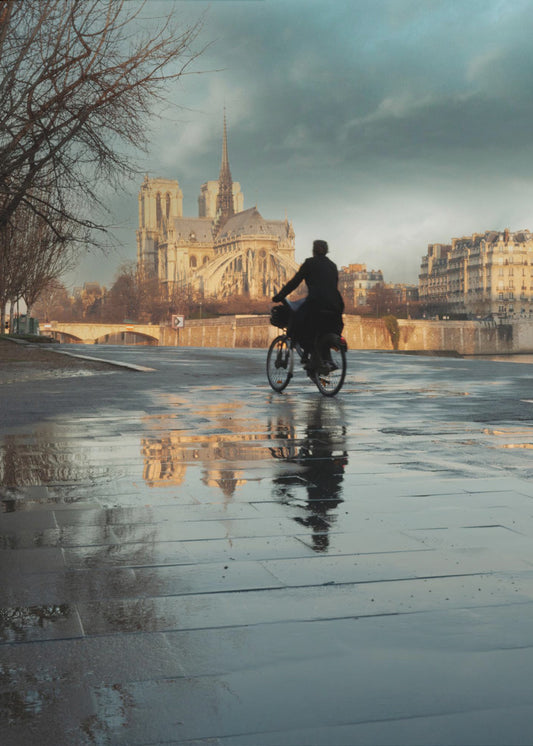 Notre Dame und Radfahrer | Poster