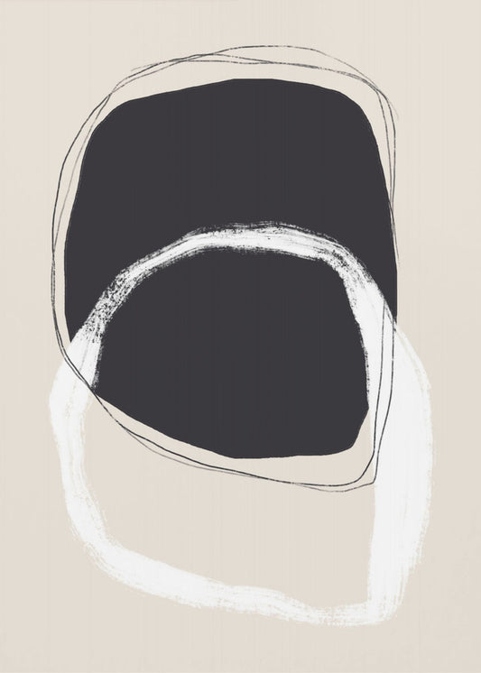 Black And White Shapes With Fluid Lines | Poster