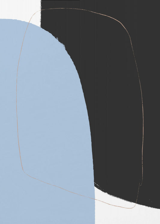 Überlappende schwarze und blaue Formen | Poster