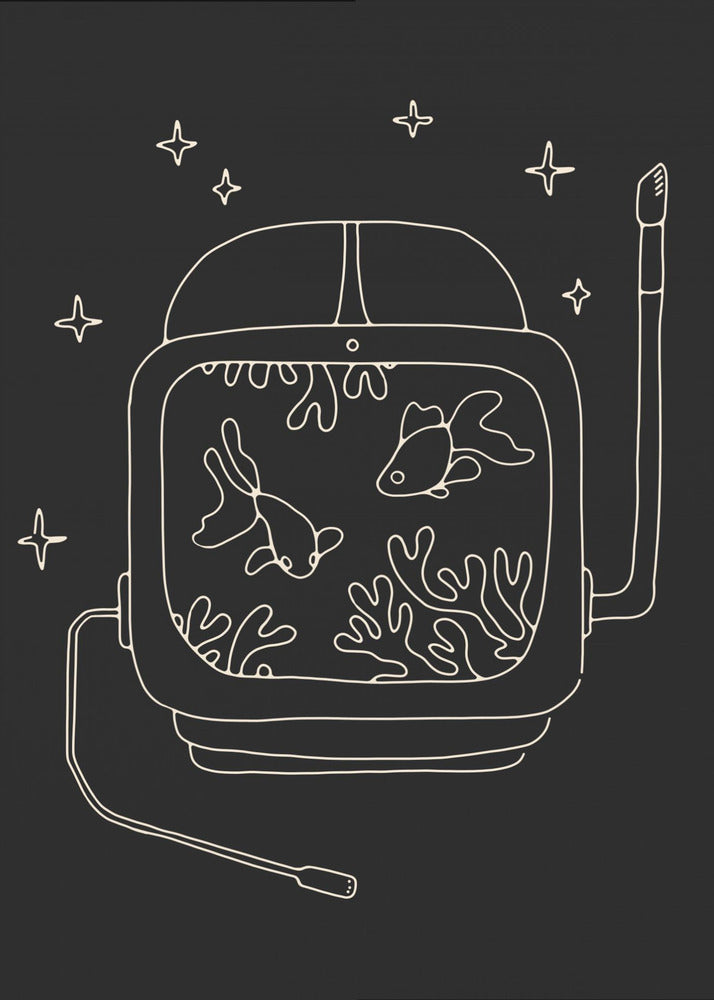 Astronaut und Fische | Leinwand