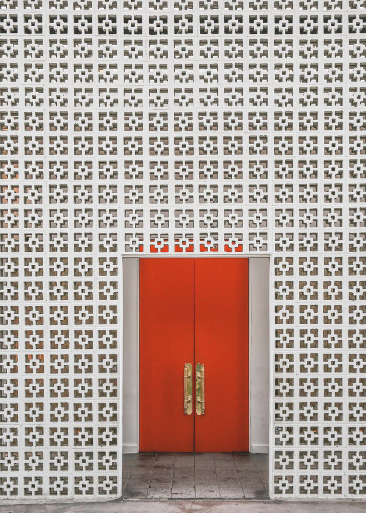 Leuchtend orangefarbene Tür | Poster