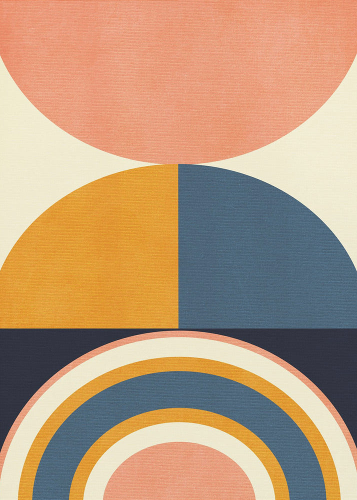 Rainbow Plus Shapes Blue Mustard10 | Canvas