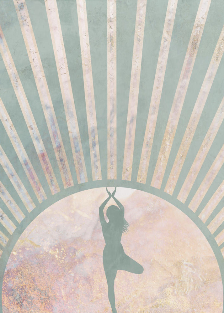 Yoga Boho Sonnenaufgang Grün 1 | Leinwand