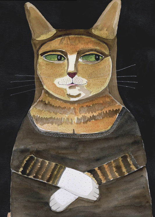 Mona Lisa Katze Lustige Katze Humor Ingwer Orange Katze | Leinwand