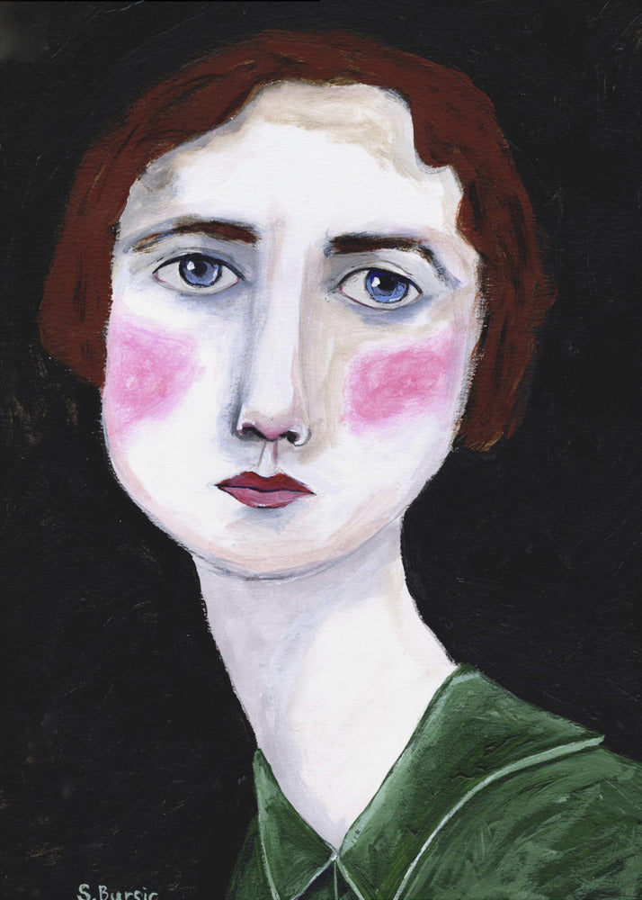 Vintage Frau mit rosa Wangen | Leinwand
