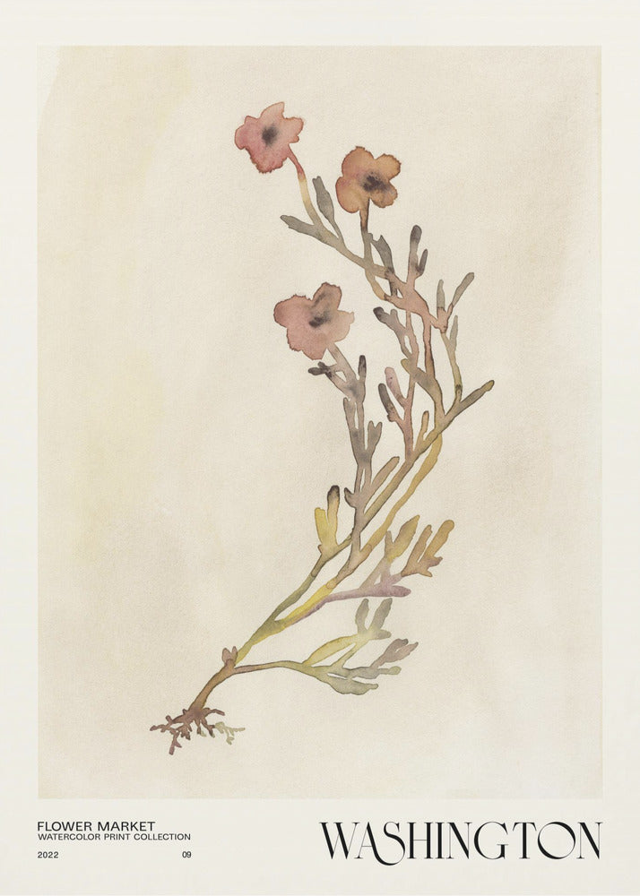 Aquarelldruck-Sammlung. Blumenmarkt – Washington | Leinwand