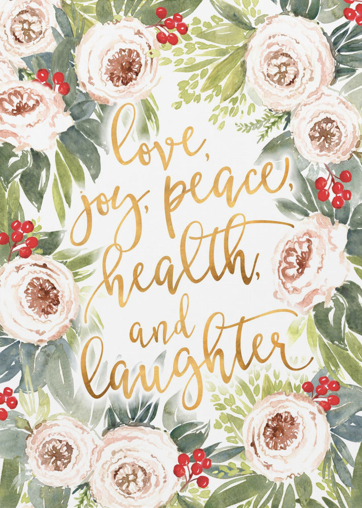 Holiday wishes with roses and berries | Canvas