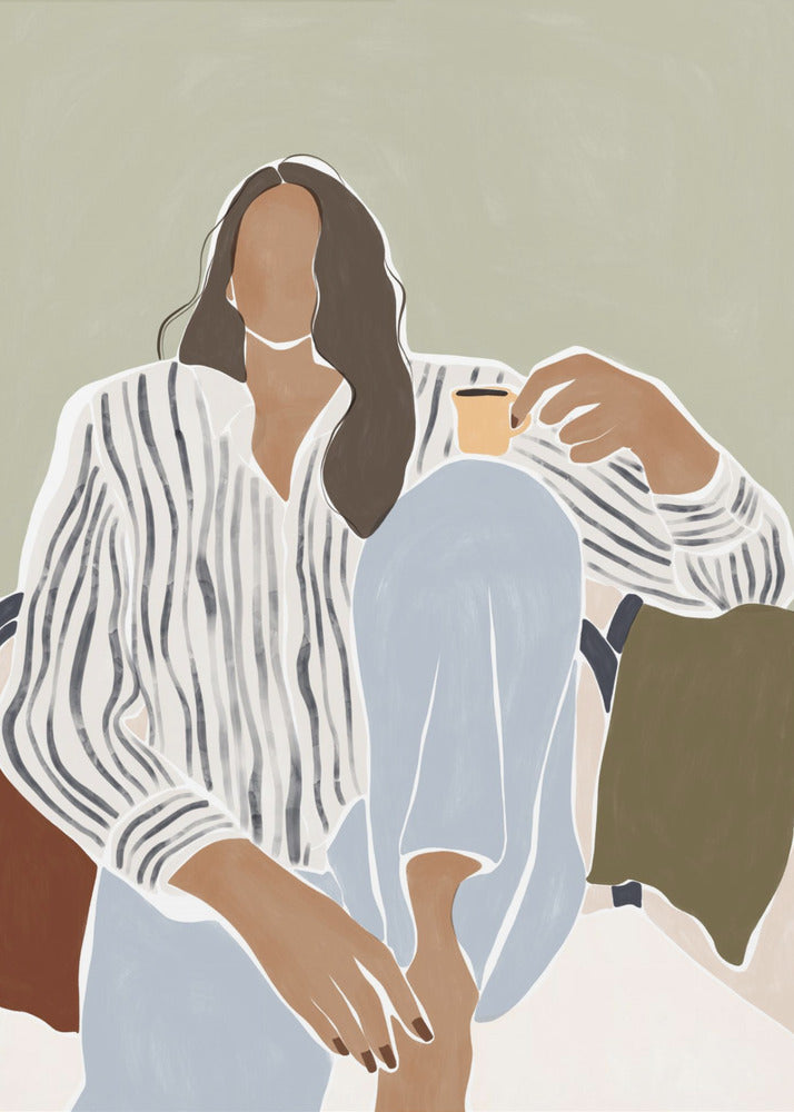 Frau genießt eine Tasse Espresso | Leinwand