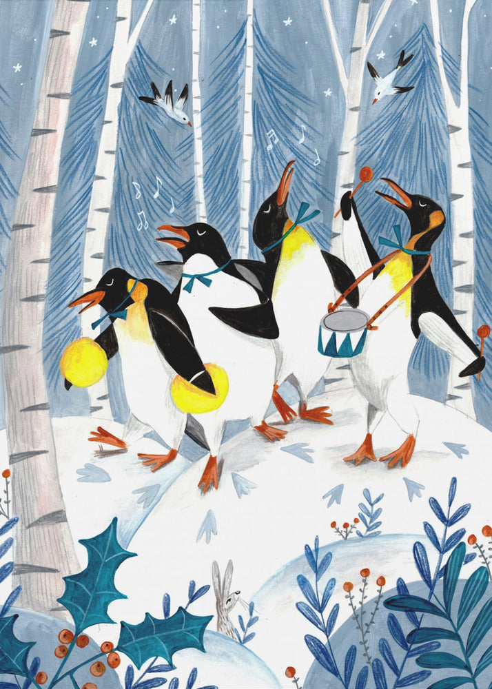 Pinguine machen Musik im Wald | Leinwand