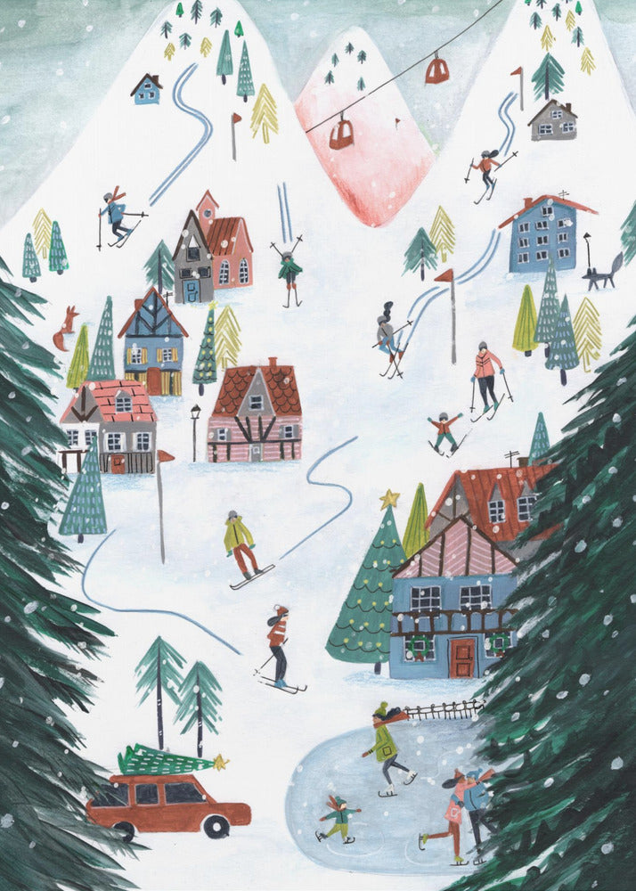 Langlauf in den Bergen zu Weihnachten | Leinwand