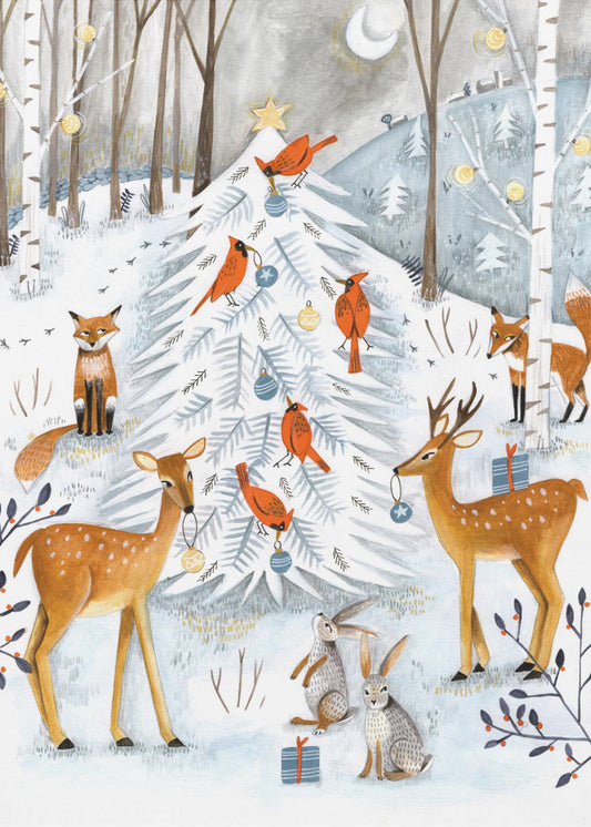 Weihnachten im Winter Tierwald | Poster
