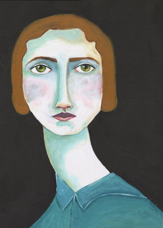 Vintage Dame schaut | Leinwand