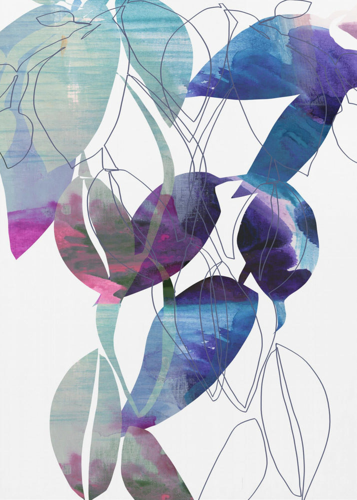 Botanische Blattdruckkunst in Marineblau 2 | Poster