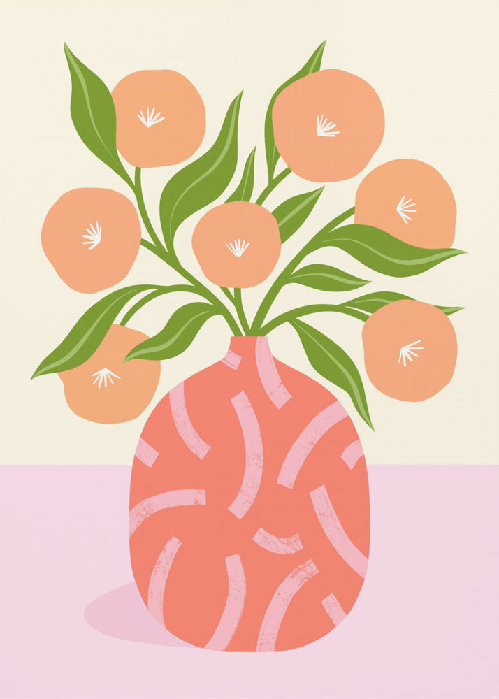 Blumen in Korallenvase | Poster