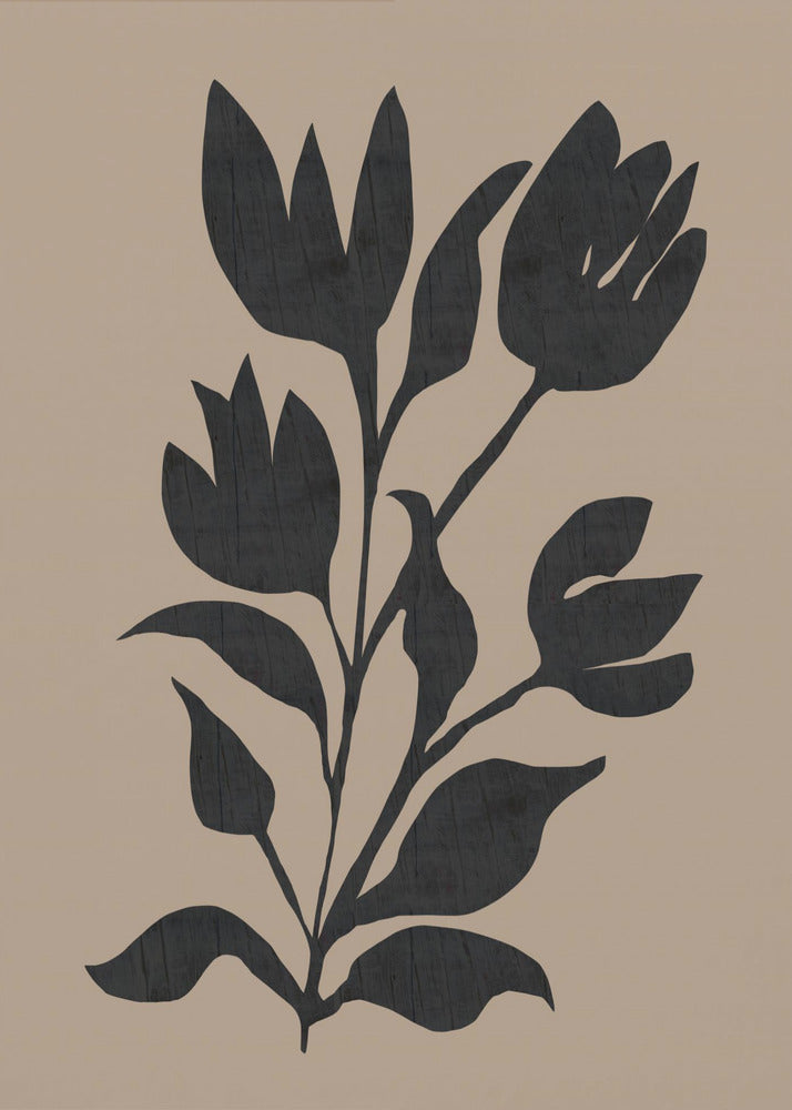 Black Tulips Modern Botanical Silhouette | Canvas
