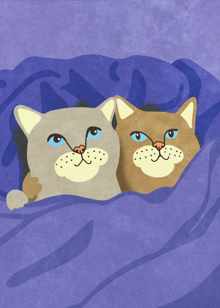 Katzen im Bett | Leinwand