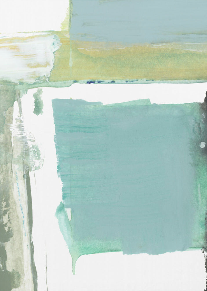 Aqua Blue Abstract On White 1 | Poster