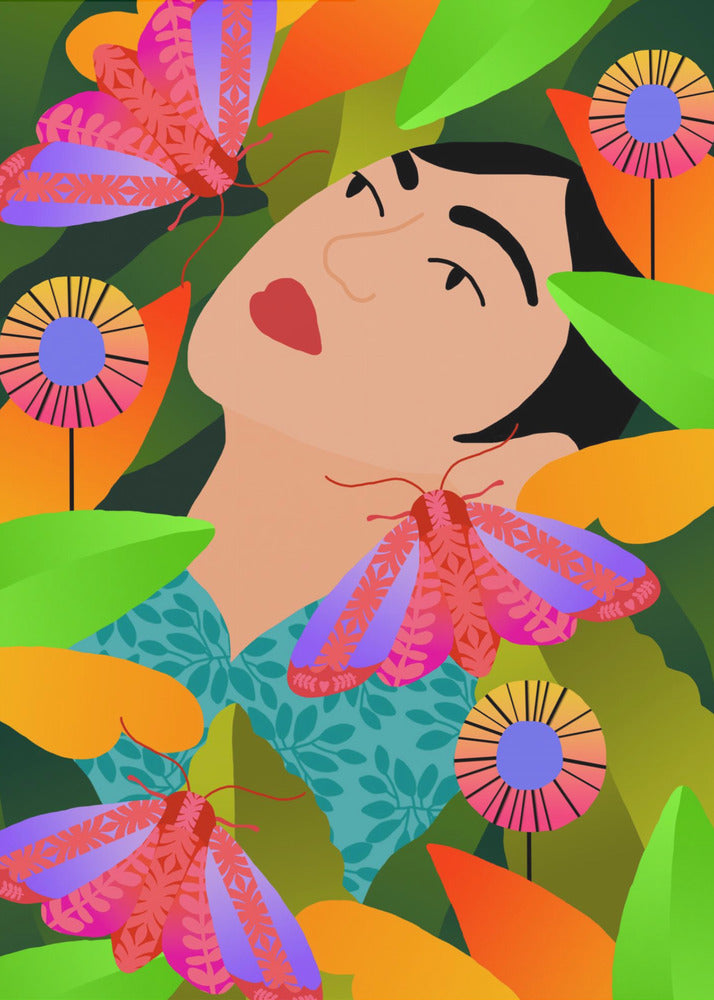 Girl With Her Plants | Canvas