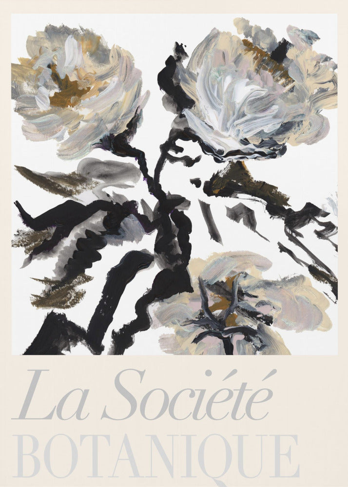 La Société Botanique Black, White and Cream Flowers | Canvas