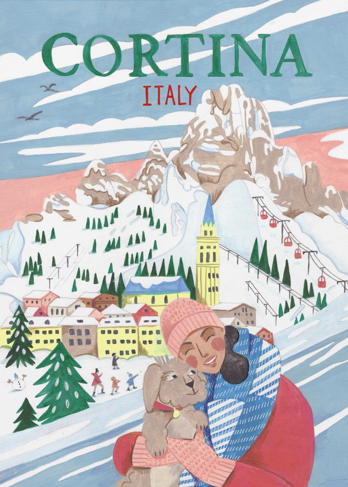 Reiseposter Frau in Cortina, Italien | Leinwand