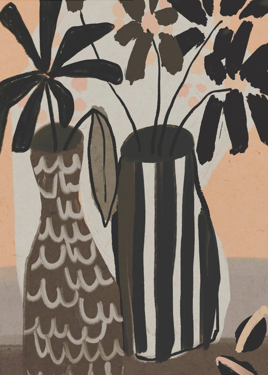 Striped Vases Bloom | Poster