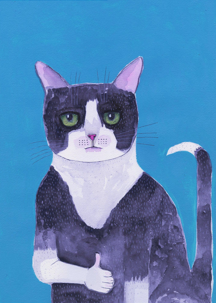Cat thumbs up blue | Poster