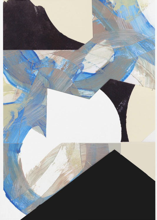 Blau Neutral Beige Schwarz 2 | Leinwand