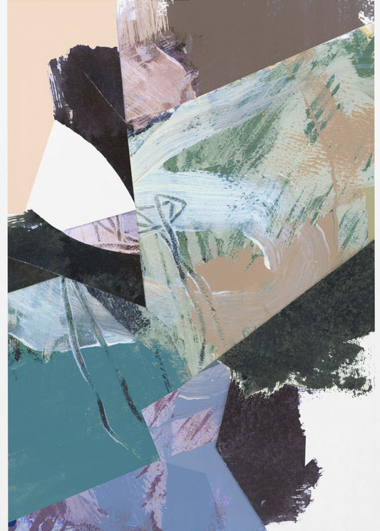 Blau Schwarz Neutral Weiß Abstrakt 2 | Leinwand