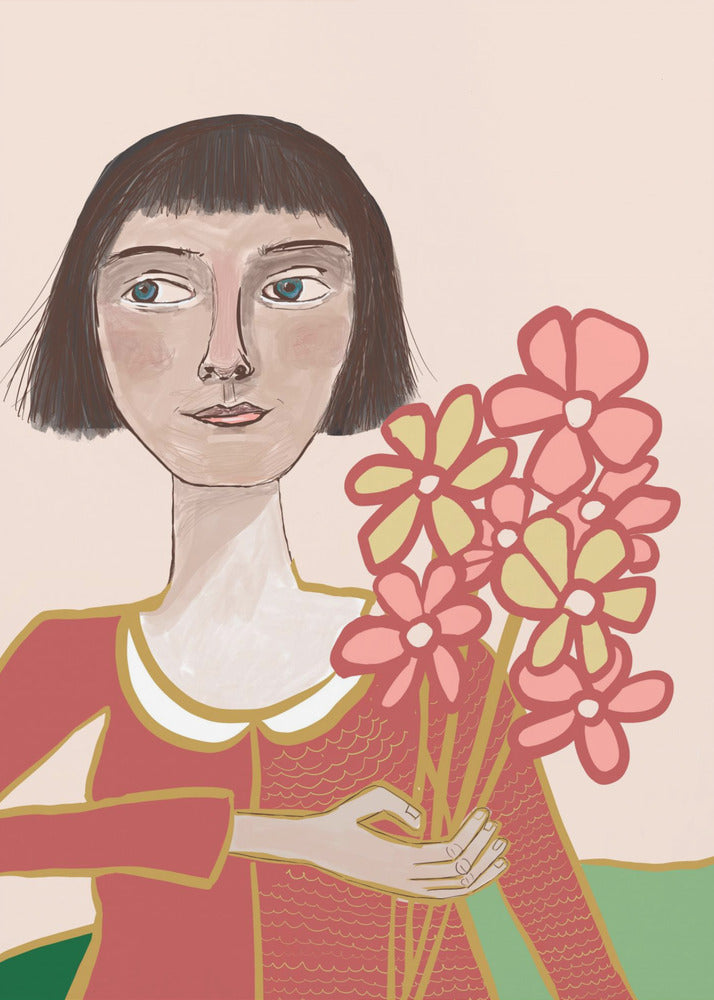 Frau mit Blumen | Leinwand