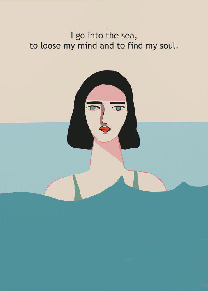 Ozean-Schwimmerin mit Text | Poster