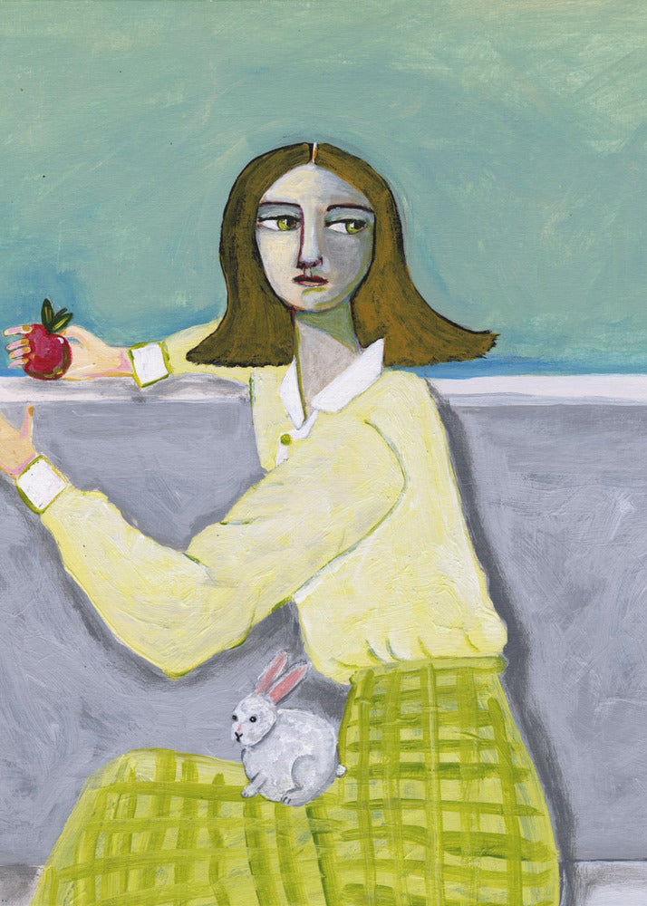 Lady Sitting with Rabbit | Canvas